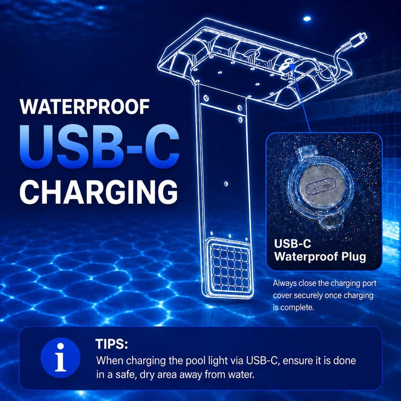 JJX Solar & USB Rechargeable LED Pool Lights for Inground