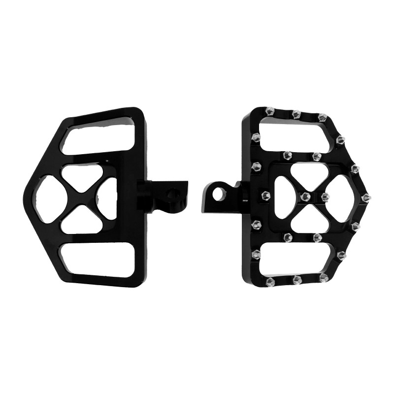 HDBUBALUS Black MX Style Foot Pegs Floorboard For Harley Softail