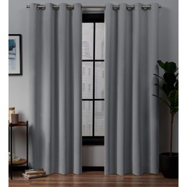 Exclusive Home Curtains EH8283-02 2-96G Academy Total Blackout Grommet Top Curtain Panel Pair, Silver, 52x96