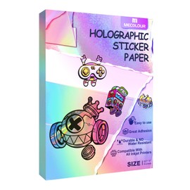 MECOLOUR Holographic Sticker Paper Printable Vinyl 50 Sheets Waterproof Sticker Paper Rainbow Vinyl Dries Quickly for Inkjet Printer