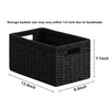 joybest Black Wicker Storage Baskets, Rectangular Wicker Baskets with Built-in