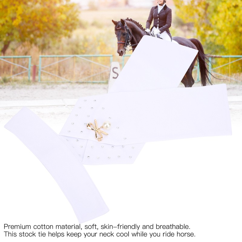 Horse Riding Stock Tie Equestrian Pre Tied Brooch Cotton Adult