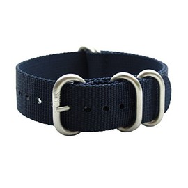 HNS 22mm Navy Blue Heavy Duty Ballistic Nylon Watch Strap With 5 Brushed Rings ZU073