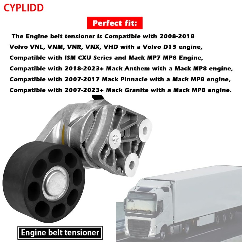 CYPLIDD 23669027 A/C Belt Tensioner Compatible with Volvo D13 engine