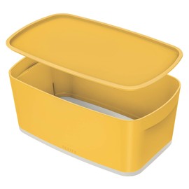 Leitz MyBox Small Storage Box with Lid, Warm Yellow, Cosy Series, 52630019, 318 x 128 x 191 mm