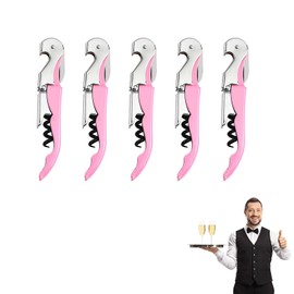 Waiter Corkscrew, Corkscrew Wine Opener Stainless Steel, Wine Bottle Opener Wine Key for Restaurant Waiters Bartenders Sommelier (Pink/5PCS)