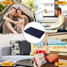 Fia Direct Pack Of 2 Large Inflatable Head Rest Cushion Rectangle Pillow - Blow up Cushion for Travel and Camping - Soft and Comfortable (Navy Blue)