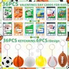 36 Pack Valentines Sports Ball Keychain with Valentines Day Cards
