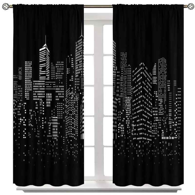 Yearn Jear New York Curtains Black White Modern Night City