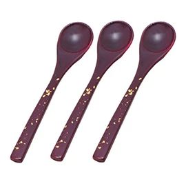 若泉 Lacquerware 割烹 Lacquerware 茶碗蒸si Spoon 溜塗 Gold Foil 3 Piece H – 59 – 63 