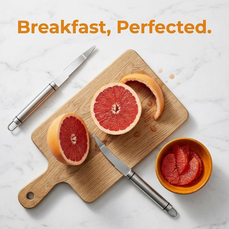 2-Pack Stainless Steel Grapefruit Knife Curved Serrated Blade – Ergonomic