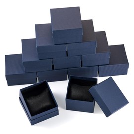 Bestewelry 12Pcs 3.35x3.3x2.17 Inch Jewelry Boxes Cardboard Paper Jewelry Box Small Jewelry Present Case Jewelry Package Boxes with Pillow for Bracelets Watch Necklace - Midnight Blue