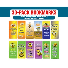 Creanoso Busy Bee Quotes Bookmarks (5-Sets X 6 Cards) – Daily Inspirational Card Set – Interesting Book Page Clippers – Great Gifts for Adults and Professionals