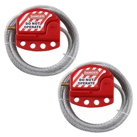 WUWEOT 2 Pack Lockout Tagout Cable Lock, 6ft Adjustable Steel Safety Cable Padlock, 4mm Diameter Stainless Steel Cable Lock with Vinyl Coating, OSHA Compliant