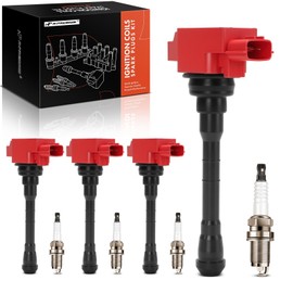 A-Premium (Red) Set of 8 Ignition Coil Pack and Iridium Spark Plugs Compatible with Nissan Altima 2019-2021, Rogue 2021, L4 2.5L