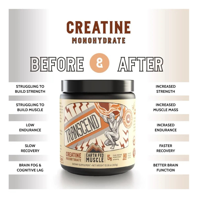Earth Fed Muscle Creatina Monohidrato Creapure 60 Porciones