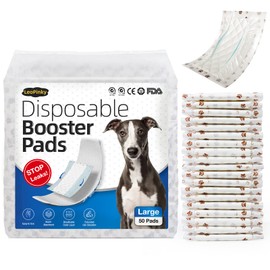 Leopinky Disposable Dog Diaper Booster Pads L - 50 Count, Dog Diaper Liners for Male & Female Dogs, Inserts fit Most Puppy Diapers - Pet Belly Bands and Male Dog Wraps