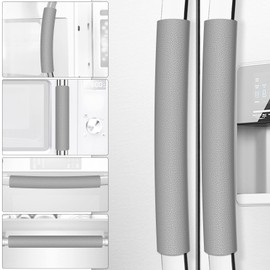 Royleath Refrigerator Door Handle Covers, 6PCS, Leather Kitchen Appliance Handle Covers, Keep Your Fridge Microwave Oven Stove or Dishwasher Clean, Stains Dirty Oils, Timesaver, Kitchen Decor (Grey)