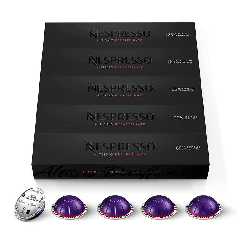 Nespresso Capsules Vertuo, Altissio Decaffeinato, Dark Roast Espresso, 50-Count Espresso