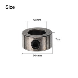 sourcing map 20pcs Set Screw Collars 8mm Bore Shaft Collars, 14mm OD, 7mm Width, Drill Stop Collar, Carbon Steel Drill Bits Depth Collars, Black