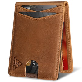 Tryangoos Wallet for Men Genuine Leather RFID Blocking Bifold compact Wallet With Magnetic Closure 1 ID Window (CH Vintage)