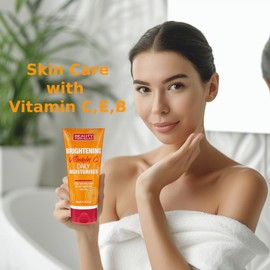 Beauty Formulas Vitamin C Moisturiser Cream for Face, Neck - Brightening Hydrating Face Cream with Vitamin C, E, B for Women, Daily Skin Care Moisturiser All Skin Types 100 ml, 3 pack+Cheeroo Magnet