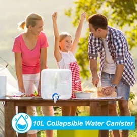 Water Canister Foldable 10 L, Transparent Foldable Water Container with Tap and Carry Handle, Leak-Proof Folding Water Canister Drinking Water Canister for Outdoor Camping Hiking