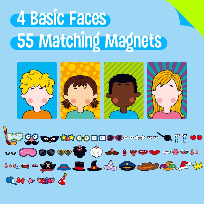 Magnetic Face Games, 55 PCS Giggle Face Magnetic Play Set-4