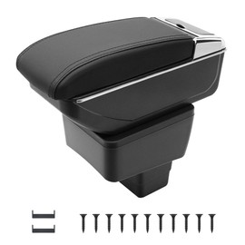 YJYWZH Car Armrest Box for Toyota Yaris 2019-2020 Center Storage Box Double-Layer Hand Centre Consoles (for Yaris 2019-2020, Black with Black Thread)