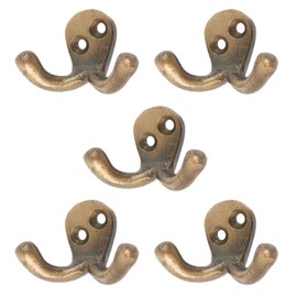 Hammer and Tongs - Double Coat Hook - W50mm x H35mm - Brass - Pack of 5