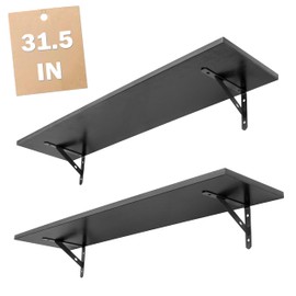 RedCall Floating Shelves for Wall,31.5 Inch Wall Mounted Shelves Set of 2,Long Board Shelves for Bedroom,Living Room, Bathroom & Kitchen Storage with Metal Brackets