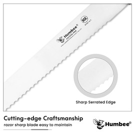 Humbee 14-Inch Serrated Bread Knife, Premium High Carbon Stainless Steel Blade Knife for Bread with Ergonomic Handle, NSF Certified, DT-30 Series, Black