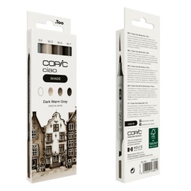 Copic Ciao Shade Set Dark Warm Grey, 3 Twin Markers with One Medium and One Brush Tip, Includes Multiliner Warm Grey 0.5 mm