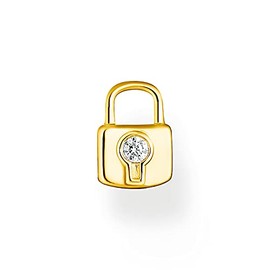 THOMAS SABO Women's Earring Pendant Lock 925 Sterling Silver 750 Yellow Gold Plated with Zirconia EP016-414-14, Silver, Cubic Zirconia