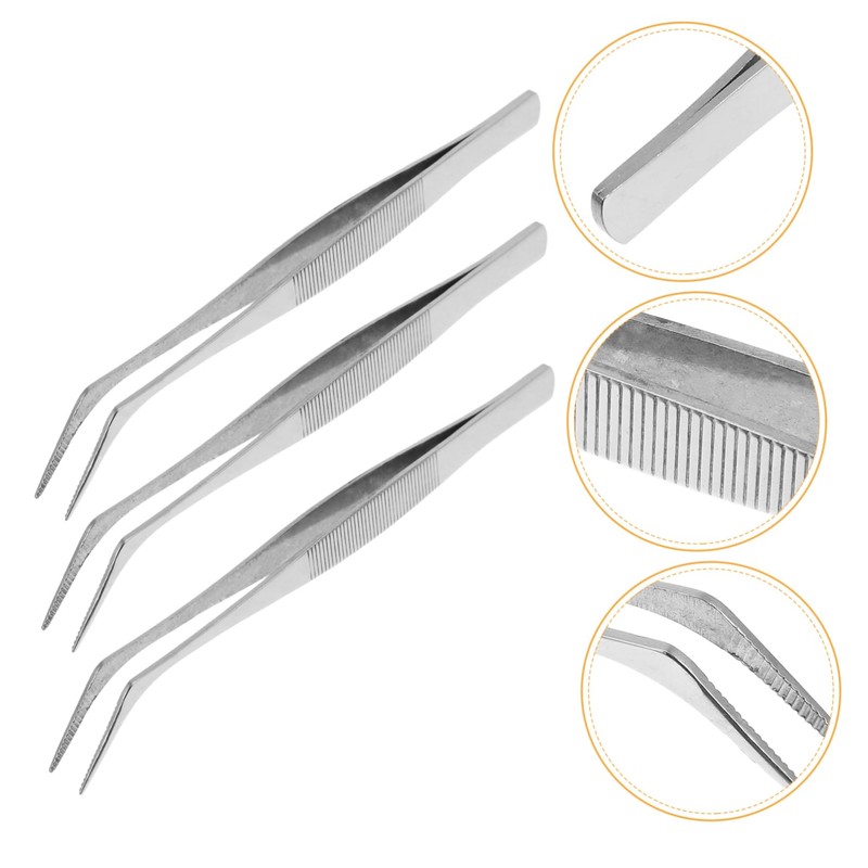 Tofficu 4pcs Precision Tweezers Industrial Static Stainless Steel Tweezers for
