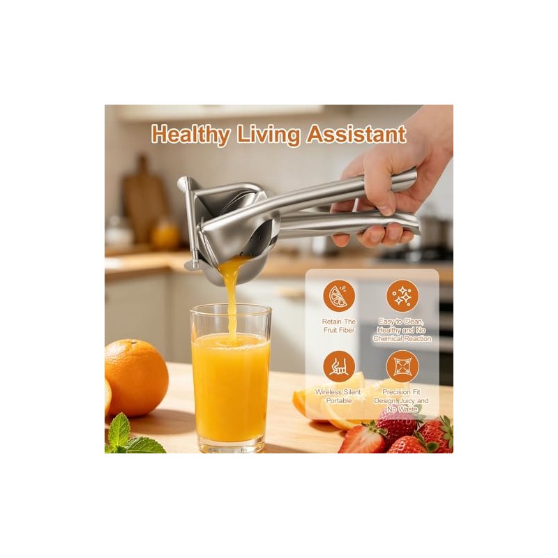 Heavy Duty Metal Lemon Squeezer-Stainless Steel Manual Fruit Juicer Hand
