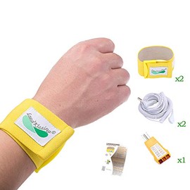 LandKissing Grounding Portable Beige Wrist Band (2 Sets) with Bigger Size for Healthy Earth Energy with 2 Flexible Coil Cords (19.5" Full Length) and 1 Ground Port Checker