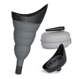 TRIPTIPS Pee Conch Foldable Female Urinal Device Portable Urinal for Women Pee Funnel for Women Travel, Pee Cup for Women Stand to Pee Womens Urinal Funnel with Tube Case Outdoor Long Trip - Colour: C-Black