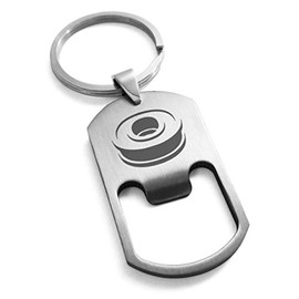 Tioneer Stainless Steel Letter O Initial 3D Monogram Bottle Opener Dog Tag Keychain Keyring