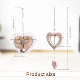 LERANXIN Set of 4 Hanging Wooden Window Decoration, Wooden Heart Window Decoration, Hanging Window Decoration in Heart Shape, Wooden Hearts for Hanging with Jute Cord, for Decoration of Windows