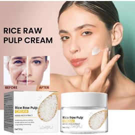 Crema Facial de Arroz, Crema Hidratante de Ceramida de Arroz Ligera y Refrescante, Mejora la Barrera de Humedad de la Piel, Fórmula Nutritiva para Todo Tipo de Piel