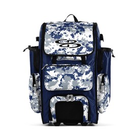 Boombah Rolling Superpack Hybrid Bat Pack PS-9051-3000C23 Digital Camo Royal/Gray - Wheeled & Backpack Version