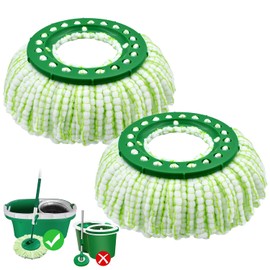Tornado Spin Mop Head Compatible with Libman 𝐓𝐨𝐫𝐧𝐚𝐝𝐨 Spin Mop System, Machine Washable & Reusable for Libman Mop Head Replacement Refill for Libman Tornado Mop Head (2 Pack Green & White)