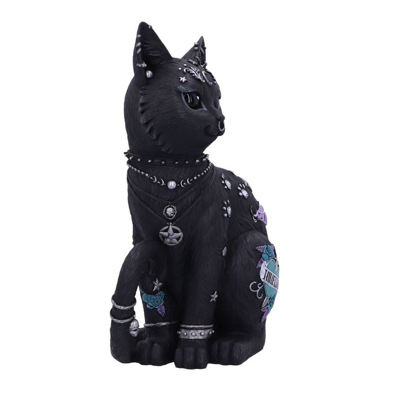 Nemesis Now Nine Lives Cat Figurine, Black, 22cm, Synthetic Resin