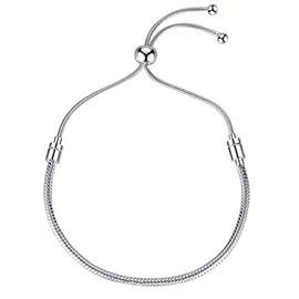 Chain Bracelets for Jewelry Making Kit for Womens Charm Bracelet Snake Chain Bracelet Sterling Silver Braclets for Women Girls Adjustable Slider Charms