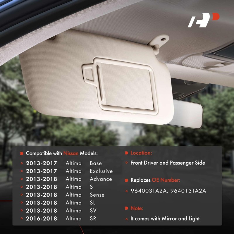 A-Premium Left & Right Sun Visor with Mirror - Compatible