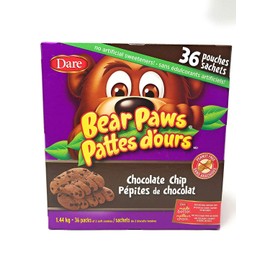 Dare Bear Paws Chocolate Chip Cookies, 36packs, 1.44kg/3.2lbs