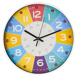 TXG Reloj Pared Silencioso para Niños - Reloj de Pared Colorido, Relojes Pared Grandede 12 Pulgadas, Reloj Pared Digital Redondo, para Aulas de Profesores o Dormitorios de Niños, Aula Escolar