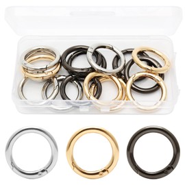 15 Pcs Round Carabiner Keyring, Multicolor Trigger Metal Spring O Rings, Keyring Buckle 25mm for Keyring Clip Handbag Tents and DIY Craft