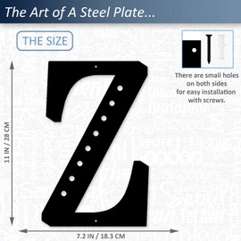 Resama 11'' Black Metal Letters for Wall Decor, Visual 3D Large Alphabet, Decorative Farmhouse Hanging Letter Sign for Living Room Bedroom Office Home Party (Z)